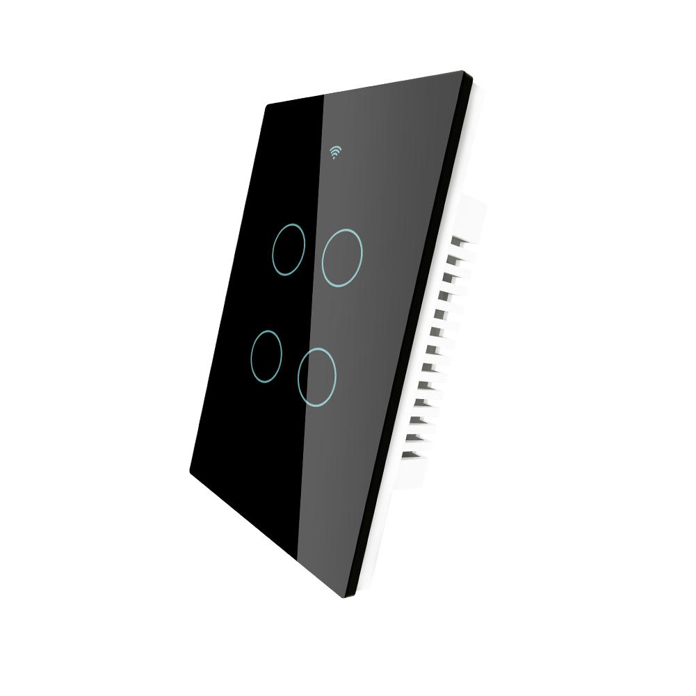 Apagador Inteligente Wifi Color Negro de 4 Botones